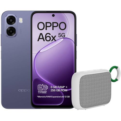 Oppo A6x 5G - 256GB - Preto Ametista + Coluna Portátil Wireless - Branco